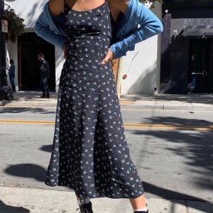 BRANDY MELVILLE NAVY BLUE FLORAL COLLEEN DRESS